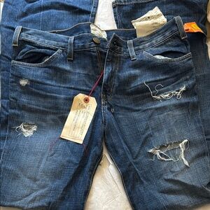 RARE WOMENS CURRENT ELLIOTT DISTRESSED BLUE DENIM JEANS SZ 29